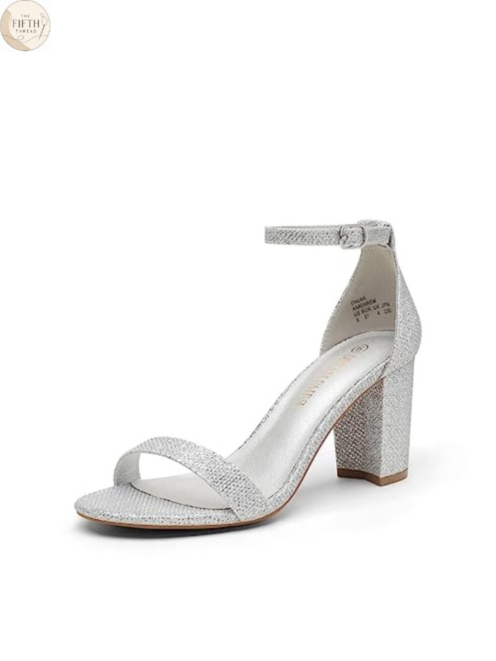 Women's 3-Inch Block Heel Sandals Ankle Strap Cushioned Glitter Buckle